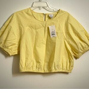 Light Yellow Puff Sleeve Blouse Size Large